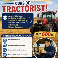 Devino tractorist calificat! Se fac înscrieri pentru o nouă serie de cursuri în Iași
